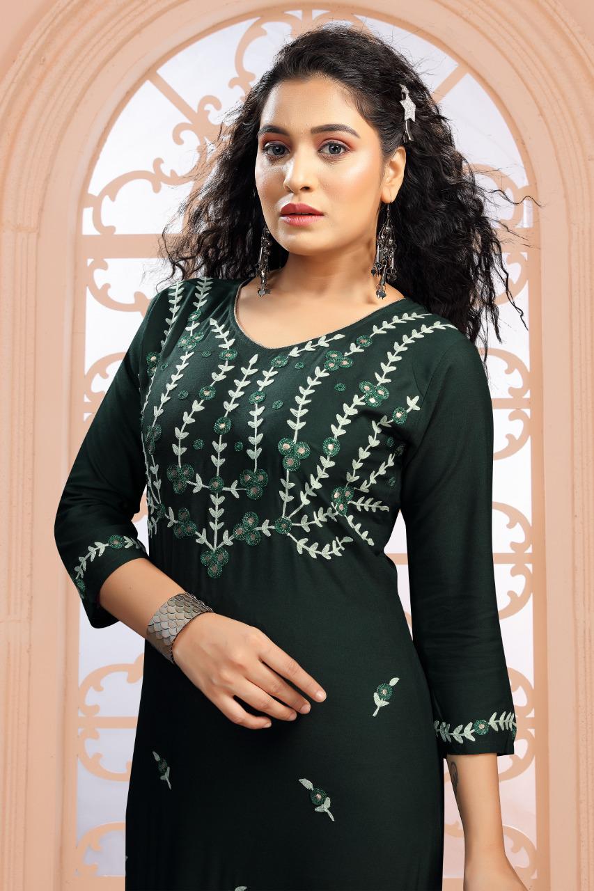 Fashion Talk Divya  Ethnic Wear Rayon Kurti With Bottom Collection